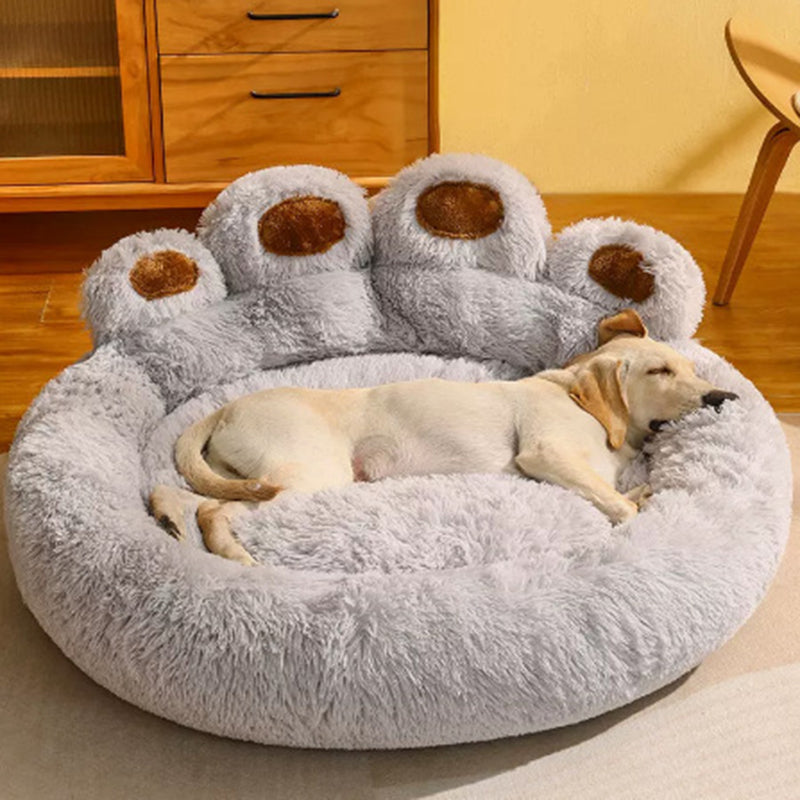 Cozy Round Claw-Shaped Velvet Plush Pet Bed for Cats and Dogs