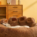 Cozy Round Claw-Shaped Velvet Plush Pet Bed for Cats and Dogs