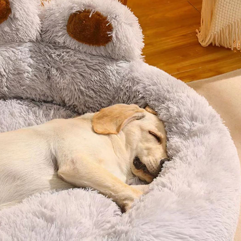 Cozy Round Claw-Shaped Velvet Plush Pet Bed for Cats and Dogs