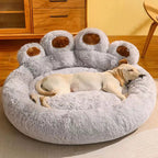 Cozy Round Claw-Shaped Velvet Plush Pet Bed for Cats and Dogs