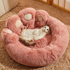 Cozy Round Claw-Shaped Velvet Plush Pet Bed for Cats and Dogs
