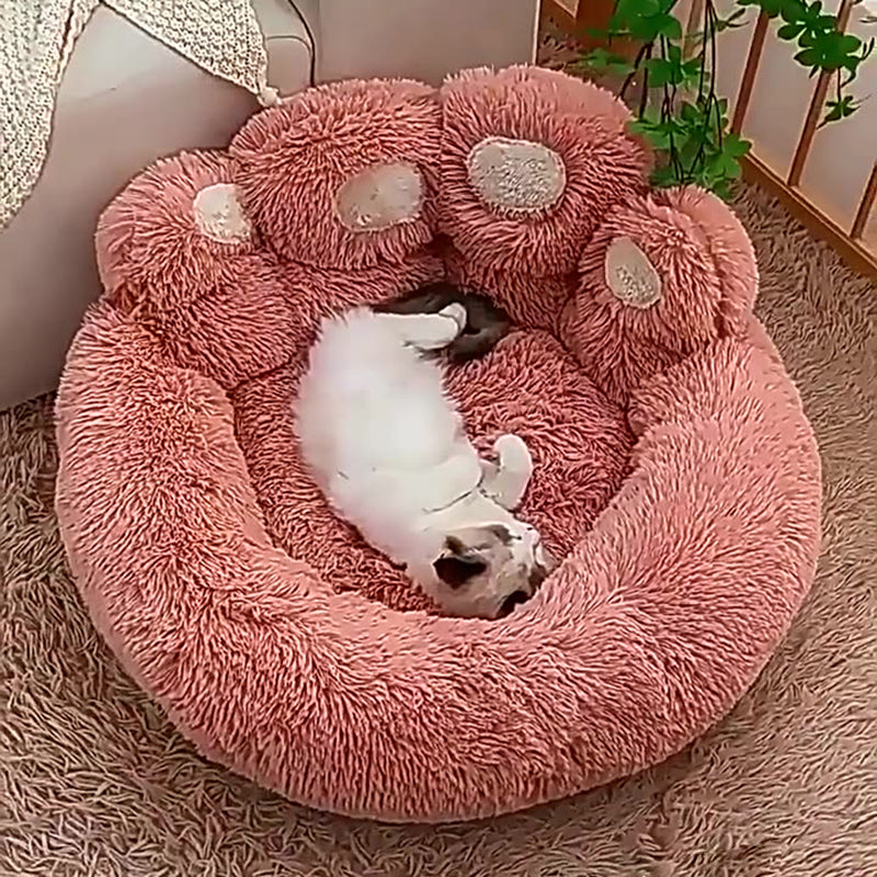 Cozy Round Claw-Shaped Velvet Plush Pet Bed for Cats and Dogs