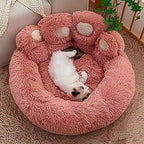 Cozy Round Claw-Shaped Velvet Plush Pet Bed for Cats and Dogs