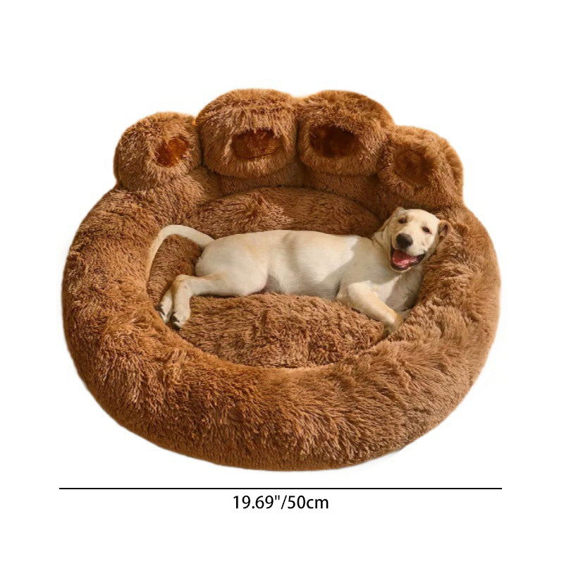 Cozy Round Claw-Shaped Velvet Plush Pet Bed for Cats and Dogs