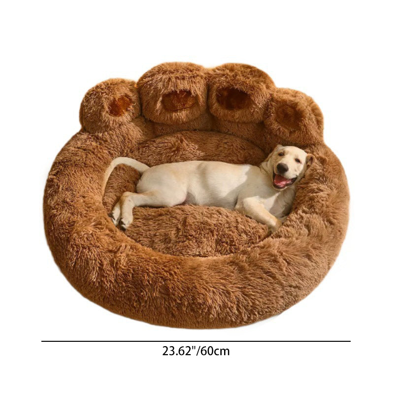 Cozy Round Claw-Shaped Velvet Plush Pet Bed for Cats and Dogs