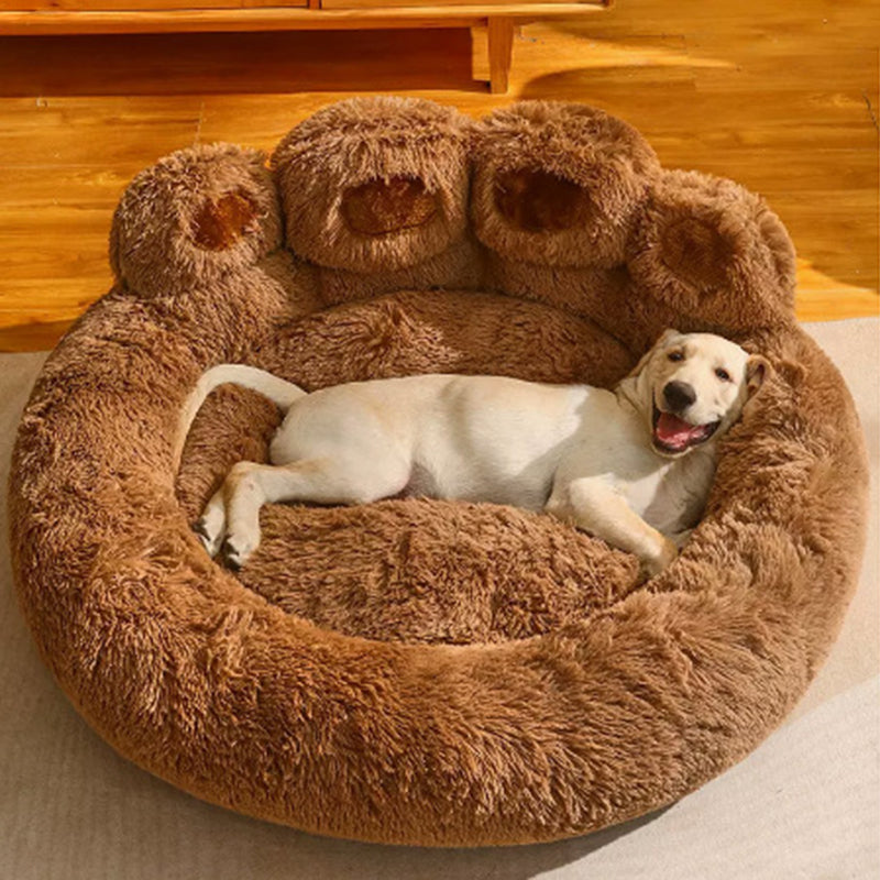 Cozy Round Claw-Shaped Velvet Plush Pet Bed for Cats and Dogs