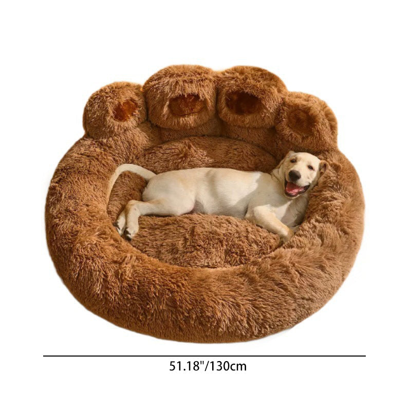 Cozy Round Claw-Shaped Velvet Plush Pet Bed for Cats and Dogs