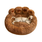 Cozy Round Claw-Shaped Velvet Plush Pet Bed for Cats and Dogs