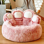Cozy Round Claw-Shaped Velvet Plush Pet Bed for Cats and Dogs