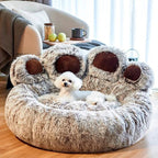 Cozy Round Claw-Shaped Velvet Plush Pet Bed for Cats and Dogs