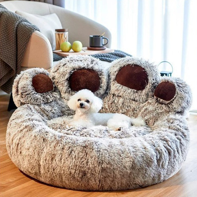Cozy Round Claw-Shaped Velvet Plush Pet Bed for Cats and Dogs