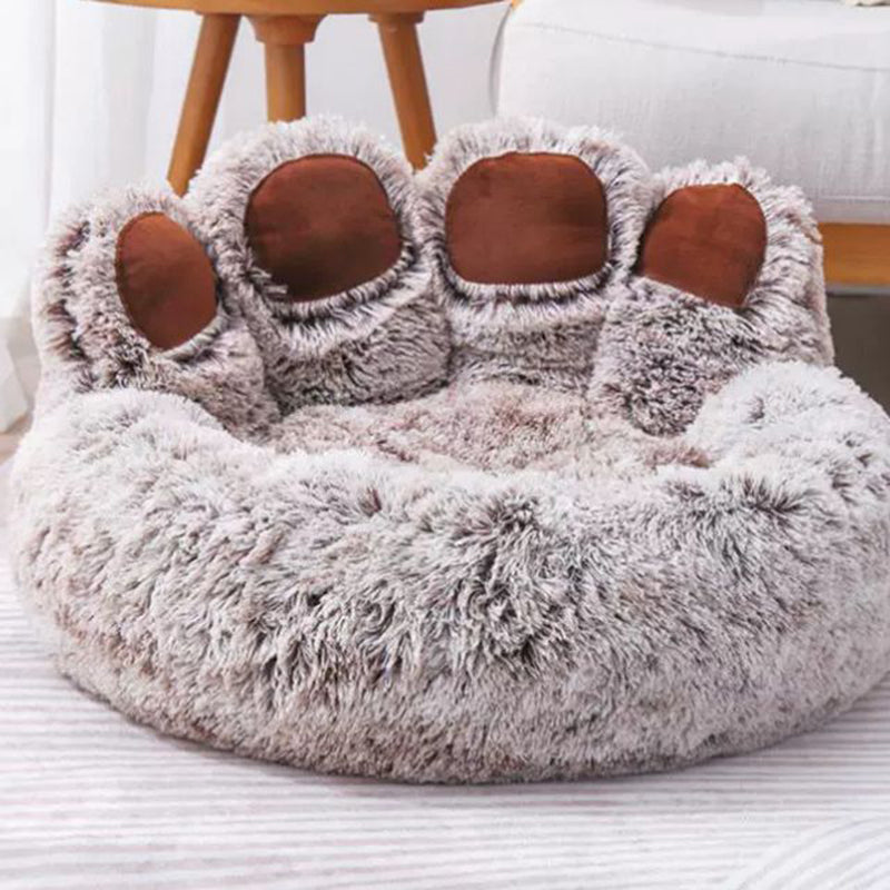Cozy Round Claw-Shaped Velvet Plush Pet Bed for Cats and Dogs