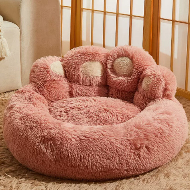 Cozy Round Claw-Shaped Velvet Plush Pet Bed for Cats and Dogs