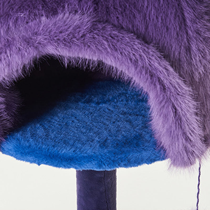 Modern Velvet Sisal Round Witch Hat Cat Tree Condo with Perches