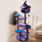Modern Velvet Sisal Round Witch Hat Cat Tree Condo with Perches