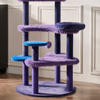 Modern Velvet Sisal Round Witch Hat Cat Tree Condo with Perches