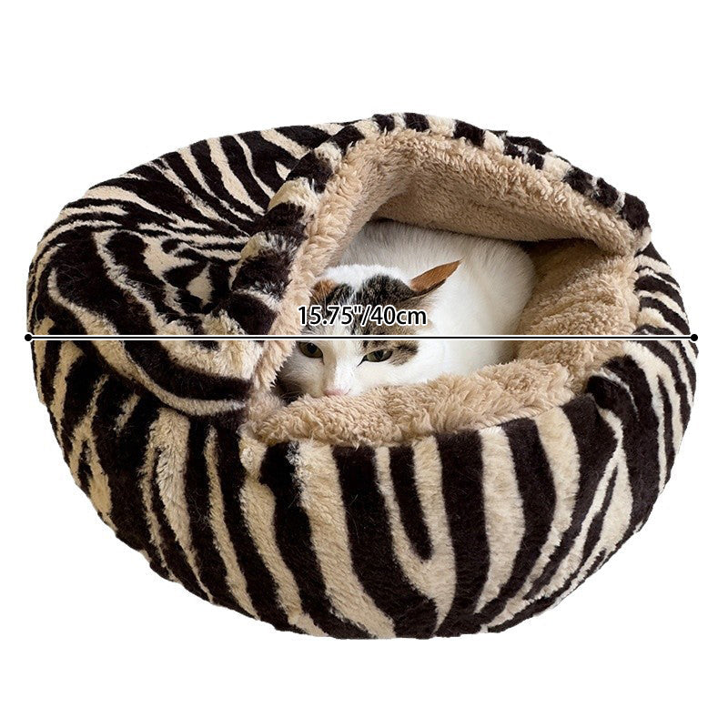 Cozy Round Fleece Plush Pet Bed for Cats and Dogs - Colorful Design