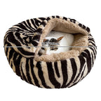 Cozy Round Fleece Plush Pet Bed for Cats and Dogs - Colorful Design