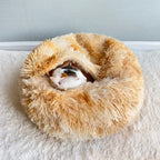 Cozy Round Fleece Plush Pet Bed for Cats and Dogs - Colorful Design