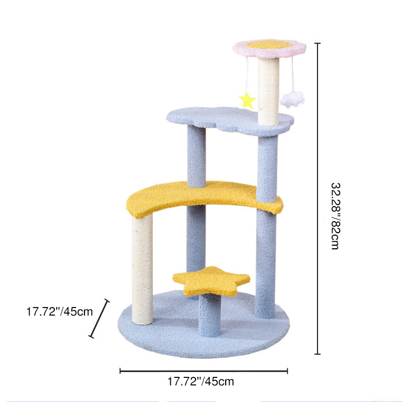 Modern 4-Tier Cat Tree with Star & Moon Design for Living Room