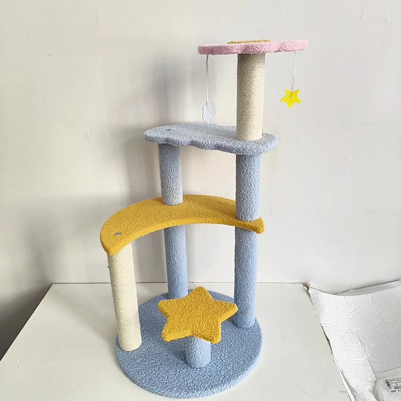 Modern 4-Tier Cat Tree with Star & Moon Design for Living Room