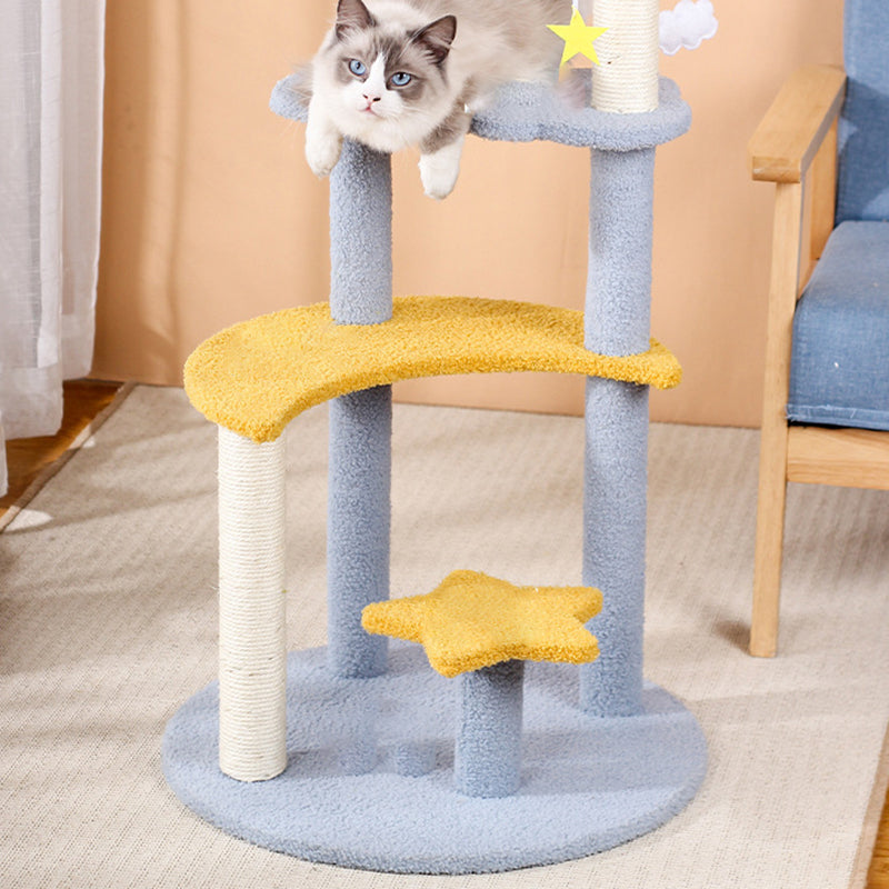 Modern 4-Tier Cat Tree with Star & Moon Design for Living Room