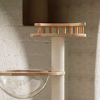 Scandinavian Round Rubberwood 4-Tier Cat Tree for Living Room