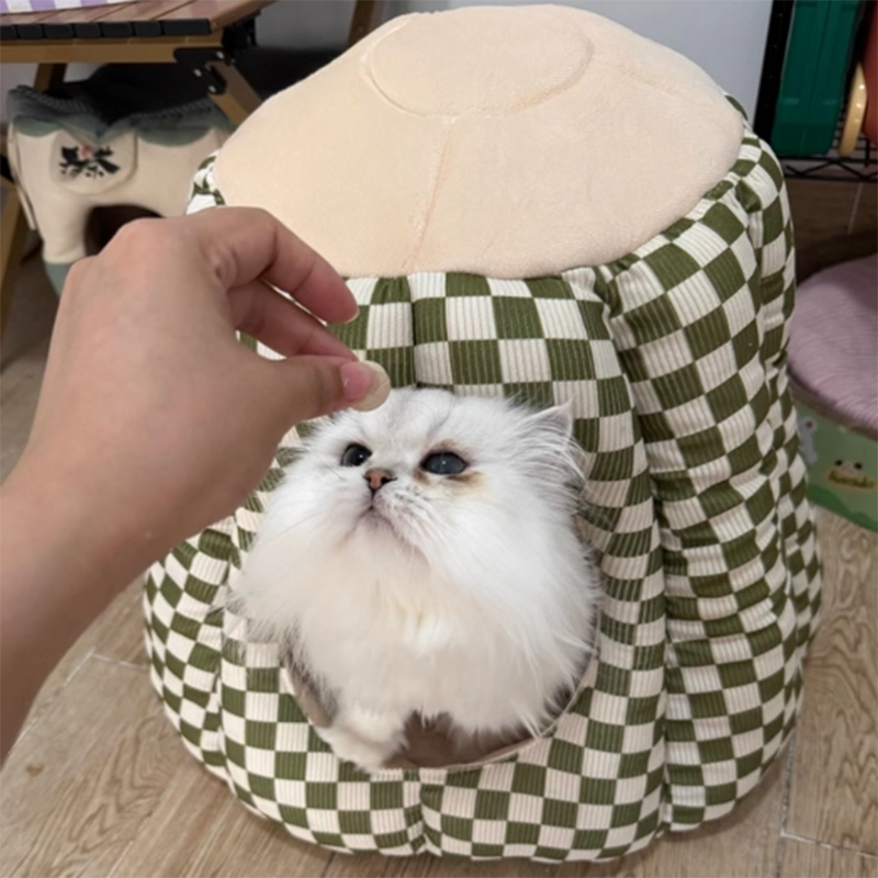 Nordic Pineapple Crystal Flannelette Washable Dog & Cat Bed 1-Hole