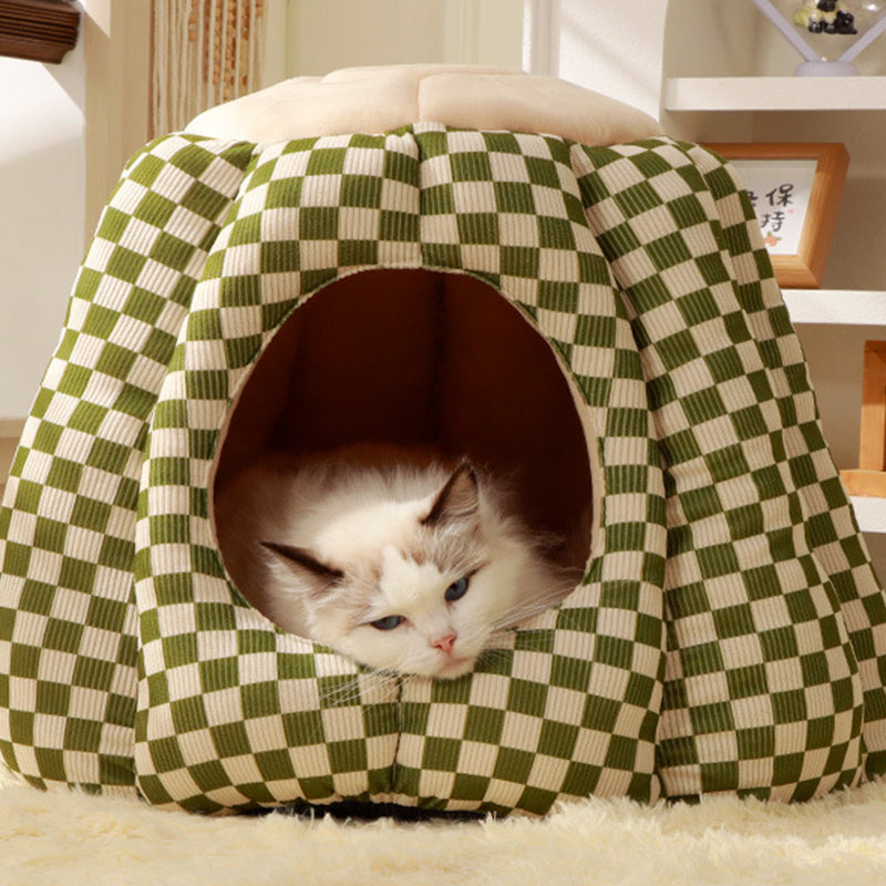 Nordic Pineapple Crystal Flannelette Washable Dog & Cat Bed 1-Hole