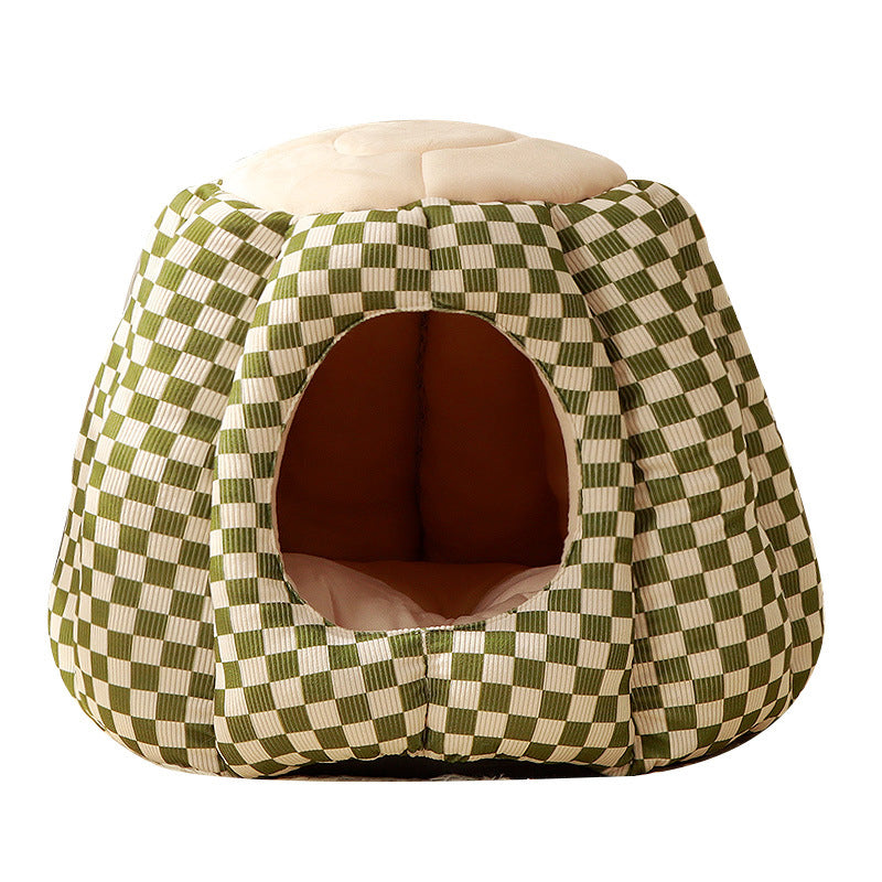 Nordic Pineapple Crystal Flannelette Washable Dog & Cat Bed 1-Hole
