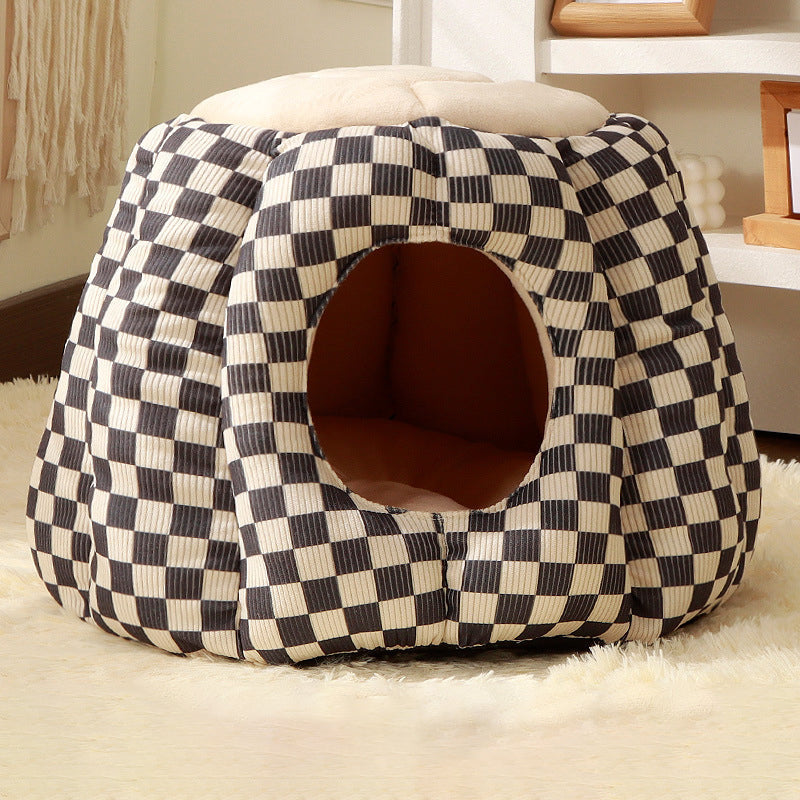 Nordic Pineapple Crystal Flannelette Washable Dog & Cat Bed 1-Hole