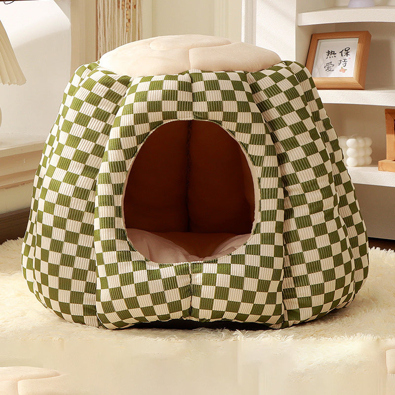 Nordic Pineapple Crystal Flannelette Washable Dog & Cat Bed 1-Hole