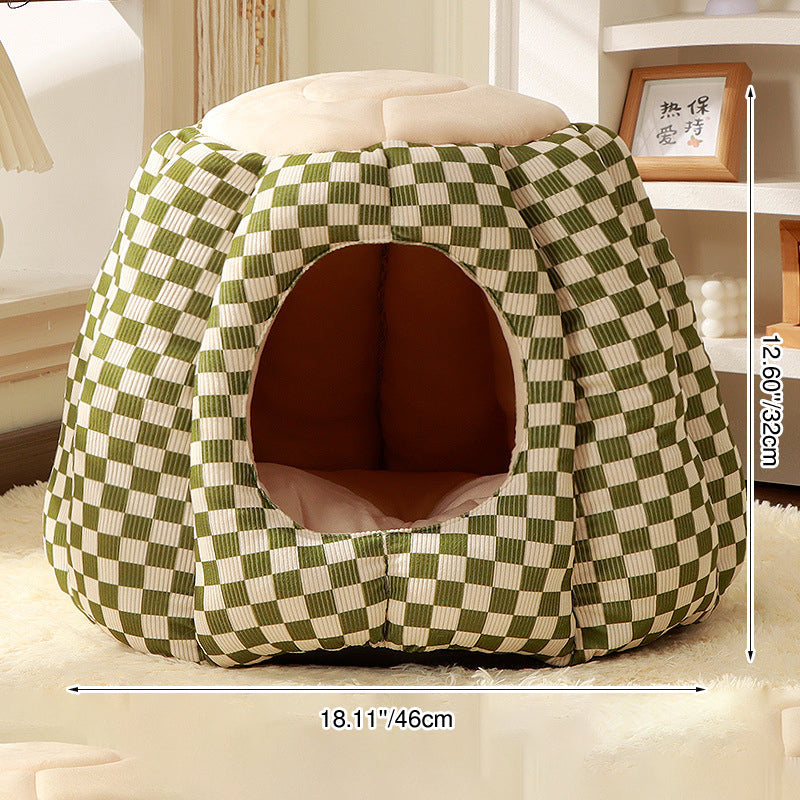 Nordic Pineapple Crystal Flannelette Washable Dog & Cat Bed 1-Hole