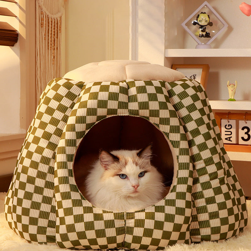 Nordic Pineapple Crystal Flannelette Washable Dog & Cat Bed 1-Hole