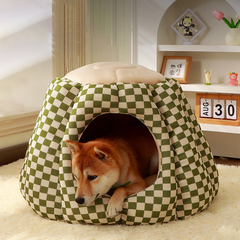 Nordic Pineapple Crystal Flannelette Washable Dog & Cat Bed 1-Hole