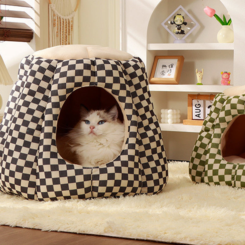 Nordic Pineapple Crystal Flannelette Washable Dog & Cat Bed 1-Hole